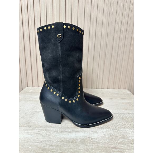 Coach Pheobe Leather Suede Bootie Sz 5 Brand New - Picture 1 of 13